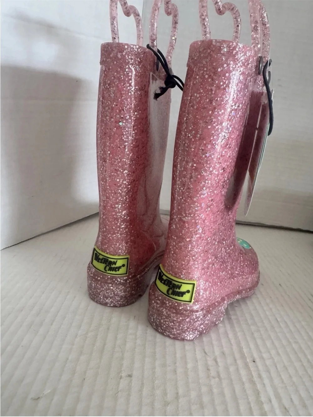 Western Chief Toddler Girls Abby Pink Glitter Lighted Shimmer Rain Boots